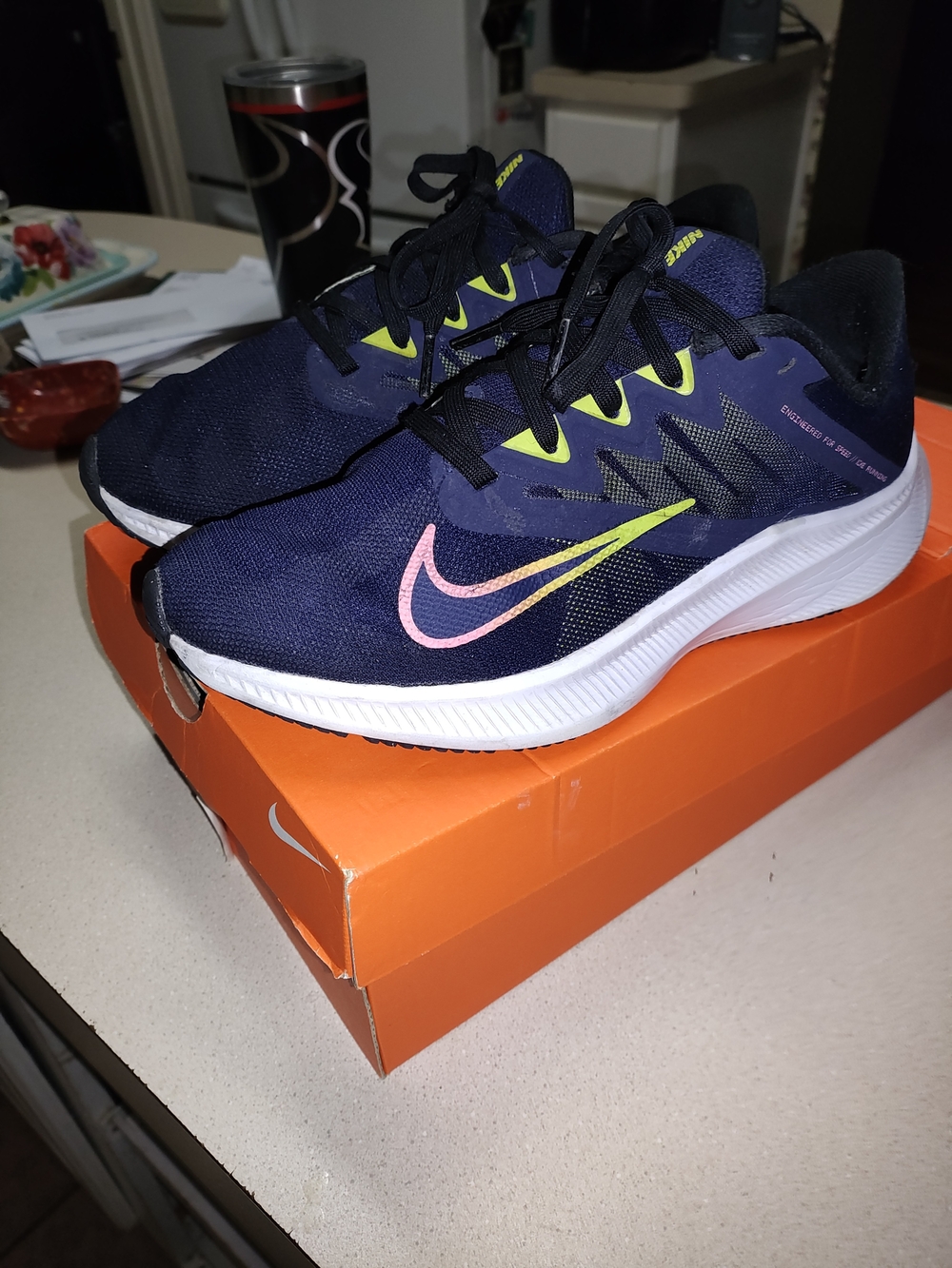 Nike Women's Quest 3 Running Shoes Blackened Blue/Sunset Pulse Size 8.5